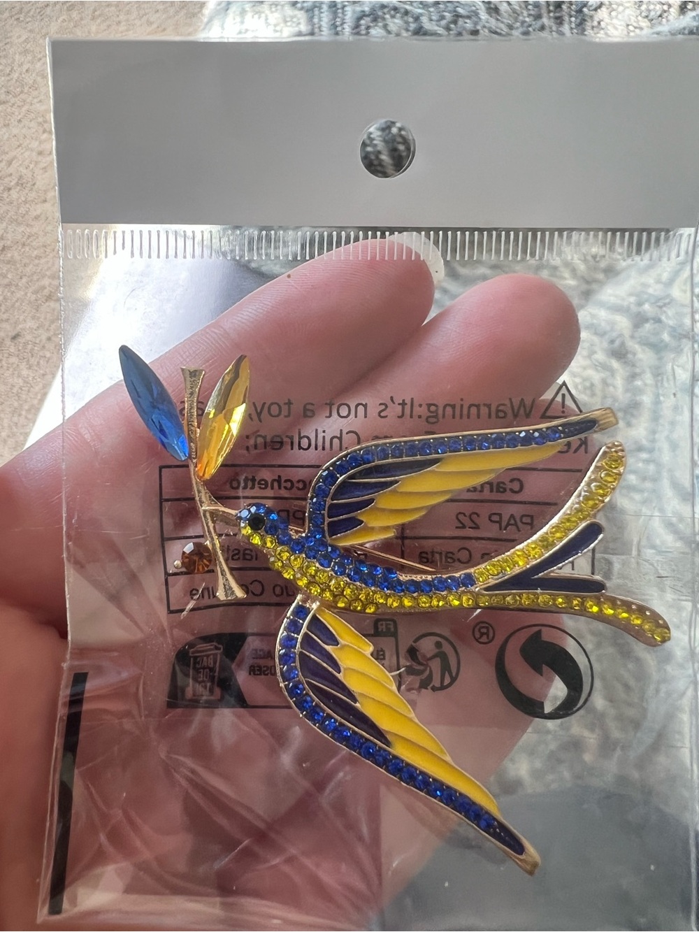 Support Ukraine Blue & Yellow Bird Brooch Pin - Fashion Jewelry